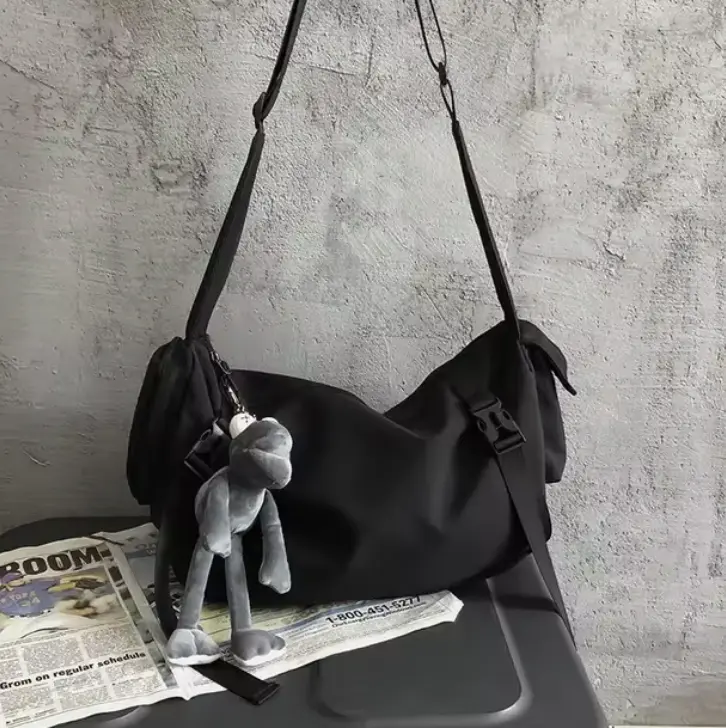 Casual backpack Japanese Functional Side Bag with Black Frog-capacity shoulder bag sports backpack tide with black frog