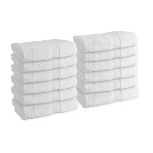 Admiral Hospitality Hand Towels, 16x27, White Blended Cotton, Packs of 12 and Cases of 120
