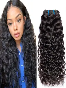 Unprocessed Virgin Hair Bundle, Water Wave Texture, Wet Waves Style, Dual Strand Curl Weave, Natural, 1 Piece, Wavy Hair Extension