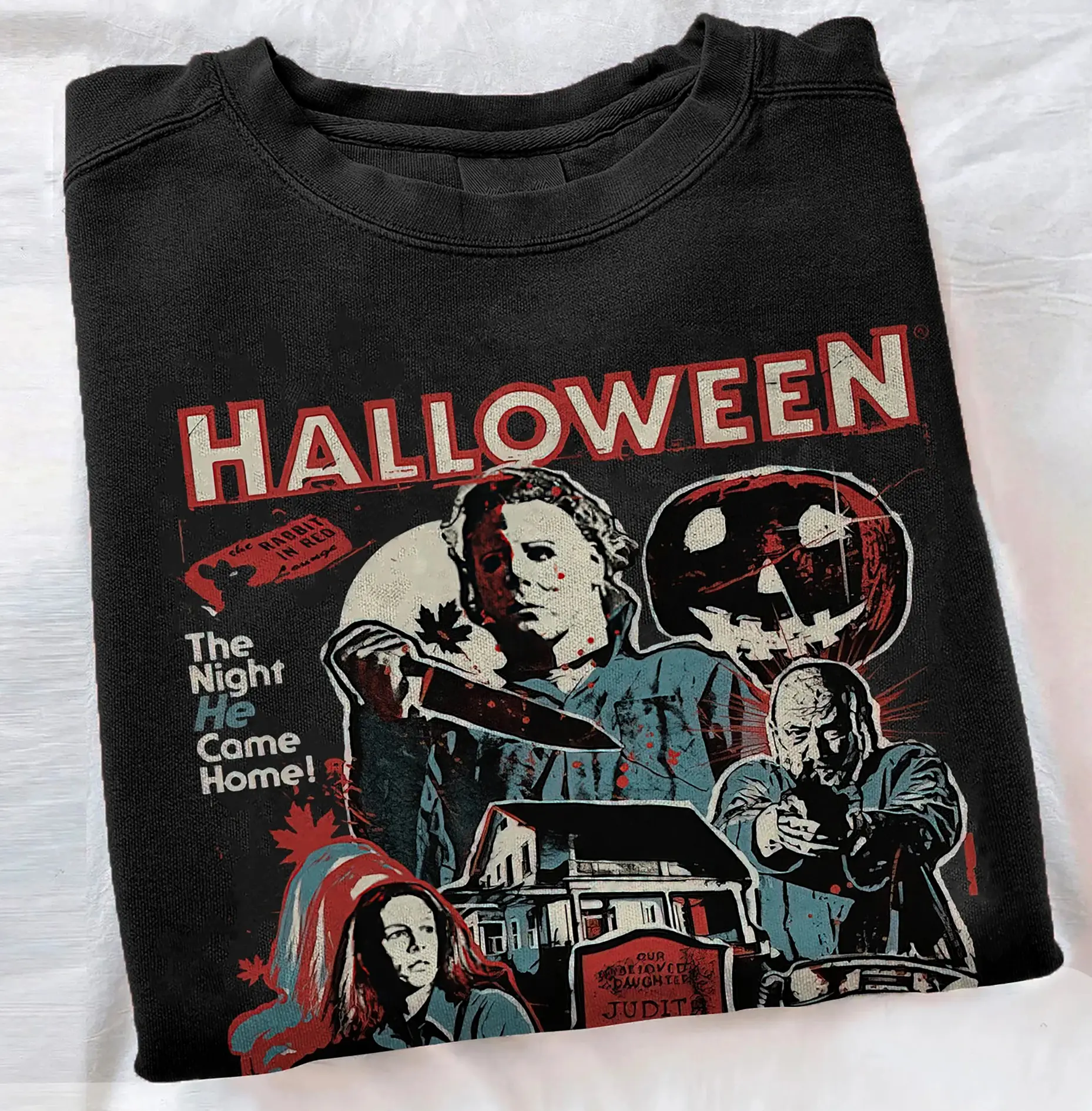 Vintage Halloween Crewneck Sweatshirt, Myers Halloween The Night He Came Home Sweater, Horror Characters Halloween Sweatshirt, Halloween Scary Movies Sweater, Horror Movies Sweatshirt, Horror Halloween Sweater