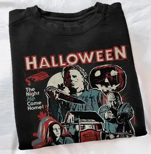 Vintage Halloween Crewneck Sweatshirt, Myers Halloween The Night He Came Home Sweater, Horror Characters Halloween Sweatshirt, Halloween Scary Movies Sweater, Horror Movies Sweatshirt, Horror Halloween Sweater