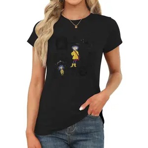 Coraline    Women's round neck short sleeved top slim fit T-shirt fashion T-shirt