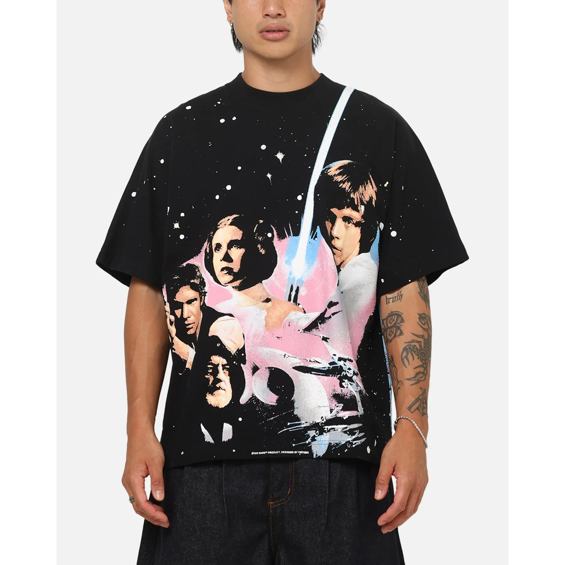 73Studio Star Wars '77 A New Hope All Print T-Shirt Black