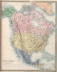 North America - Geologic Map, 1865 - Historical Map Print