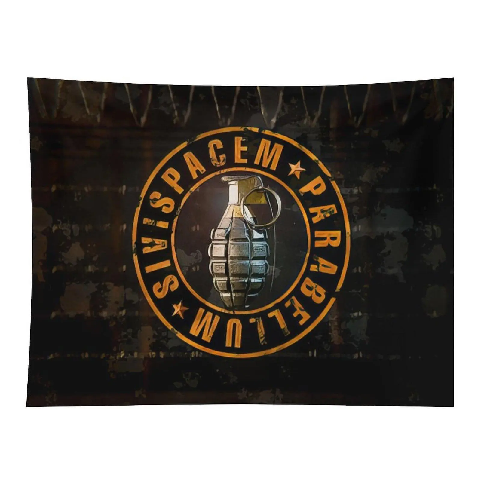 Vintage Military Style Si Vis Pacem Para Bellum Grenade Emblem Wall Tapestry Retro Worn Texture Art For Man Cave Room Decor