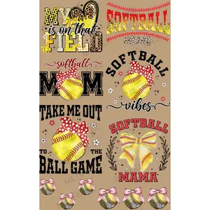 MY HEART IS ON THAT FIELD (SOFTBALL) (1) PREMADE GANGSHEET - 22X36 DTF TRANSFERS - DIRECT TO FILM