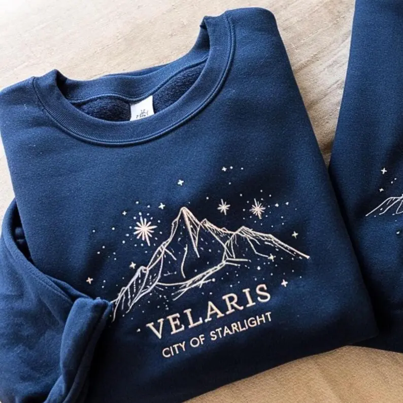 Velaris Embroidered Sweatshirt, City of Starlight Crewneck, ACOTAR Embroidered Sweatshirt, Fantasy Book Lover Hoodie, Night Court Inspired Sweatshirt, Bookish Gift for Her