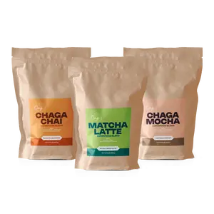 Foodservice Trio: Organic Chaga Chai (Tea) 2lb, Organic Chaga Mocha 2lb, & Organic Matcha Latte 2lb - Dietary Powder Beverage for Healthcare & Wellness