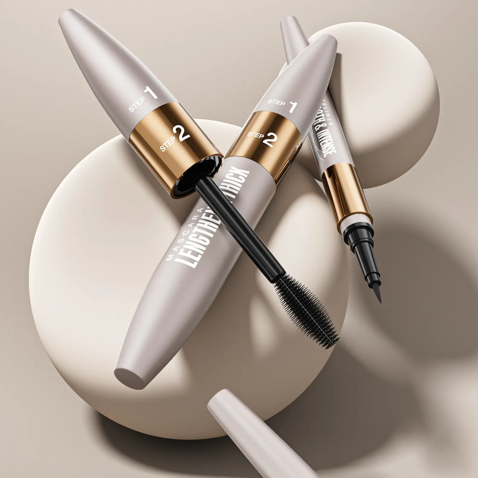 Ultimate Eye Make-Up Set: Waterproof Mascara & Liquid Eyeliner Duo - 24H Volumizing, Lengthening & Smudge-Proof Lashes + 24H Long-Lasting Perfect Wing Liner | Easy Glide, Lightweight & Ultra-Creamy| Volumizing & Lengthening volume length