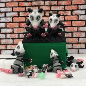 Dumpster Opossum, 3D Printed Articulated Opossum with Optional Dumpster, Articulated Opossum Fidget Toy  ADHD