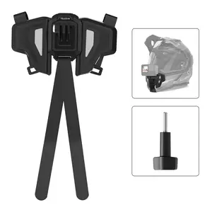 TELESIN Helmet Chin Mount, Motorcycle Dirt Bike Bicycle Strap Holder Clamp Quick Release Mounts Accessories for GoPro Max Hero 13 12 11 10 9 8 7 Insta360 X5 X4 GO3 Ace Pro 2 DJI Osmo Action 6 5 Pro Pocket 3