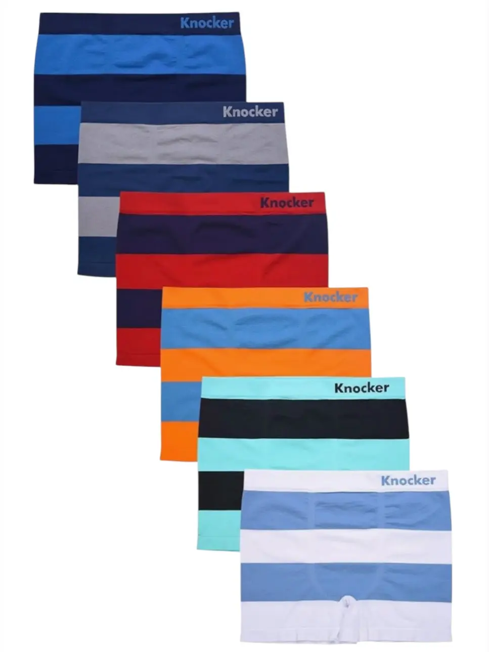 Knocker Men's Seamless Boxer Brief Stretchable Underwear 6 pcs, Assorted Colors