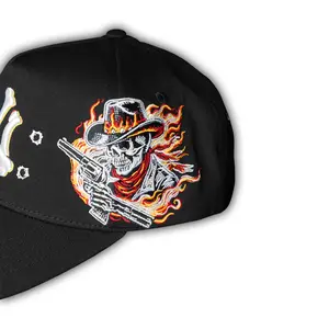 SUMMIT WESTERN BLACK BASEBALL HAT SECOND COLLECTION FLAME Snapback with 3D Embroidery and Western Flame Design Custom Headwear