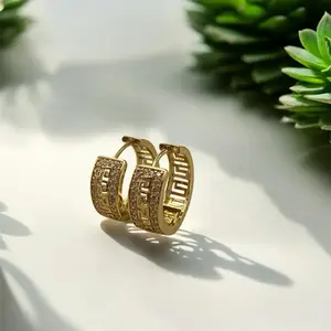 Earrings in the Shape of Medium Wide Rings in High Quality 14k Laminated Gold Fashion Jewelry Accessory