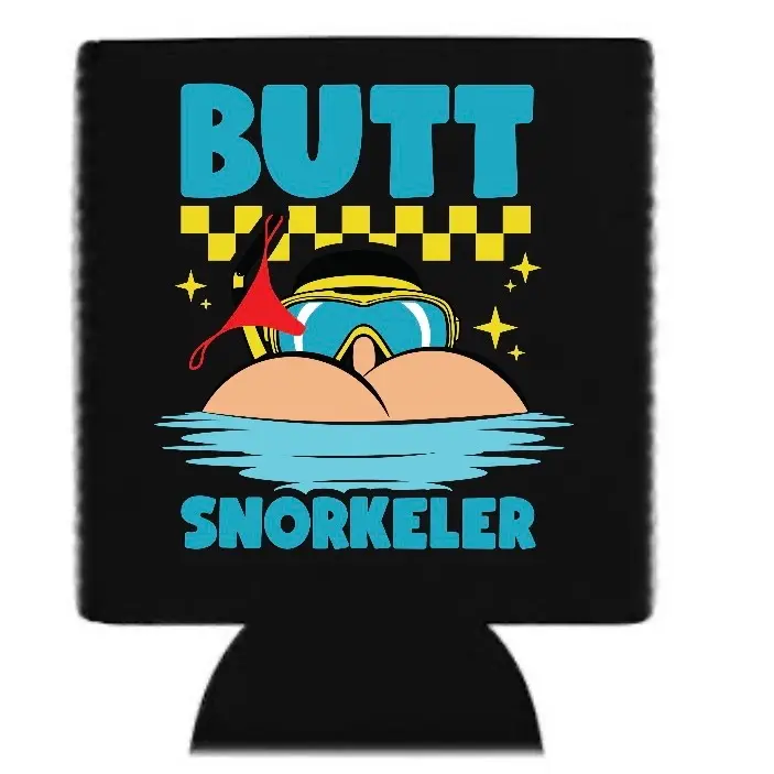 Snorkeler of the rear black Custom Neoprene Koozies Can Coolers for 12oz 16oz 20oz 24oz and More Premium DTF Print Heat Pressed One Sided Funny Unhinged Designs Great for Men Women Gift
