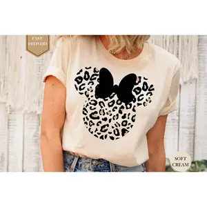 Leopard Print #Minnie Shirt, Cute Mom Shirt, Leopard Minnie Ear, Leopard Women Shirt, Disneyland Family Vacation Trip,
