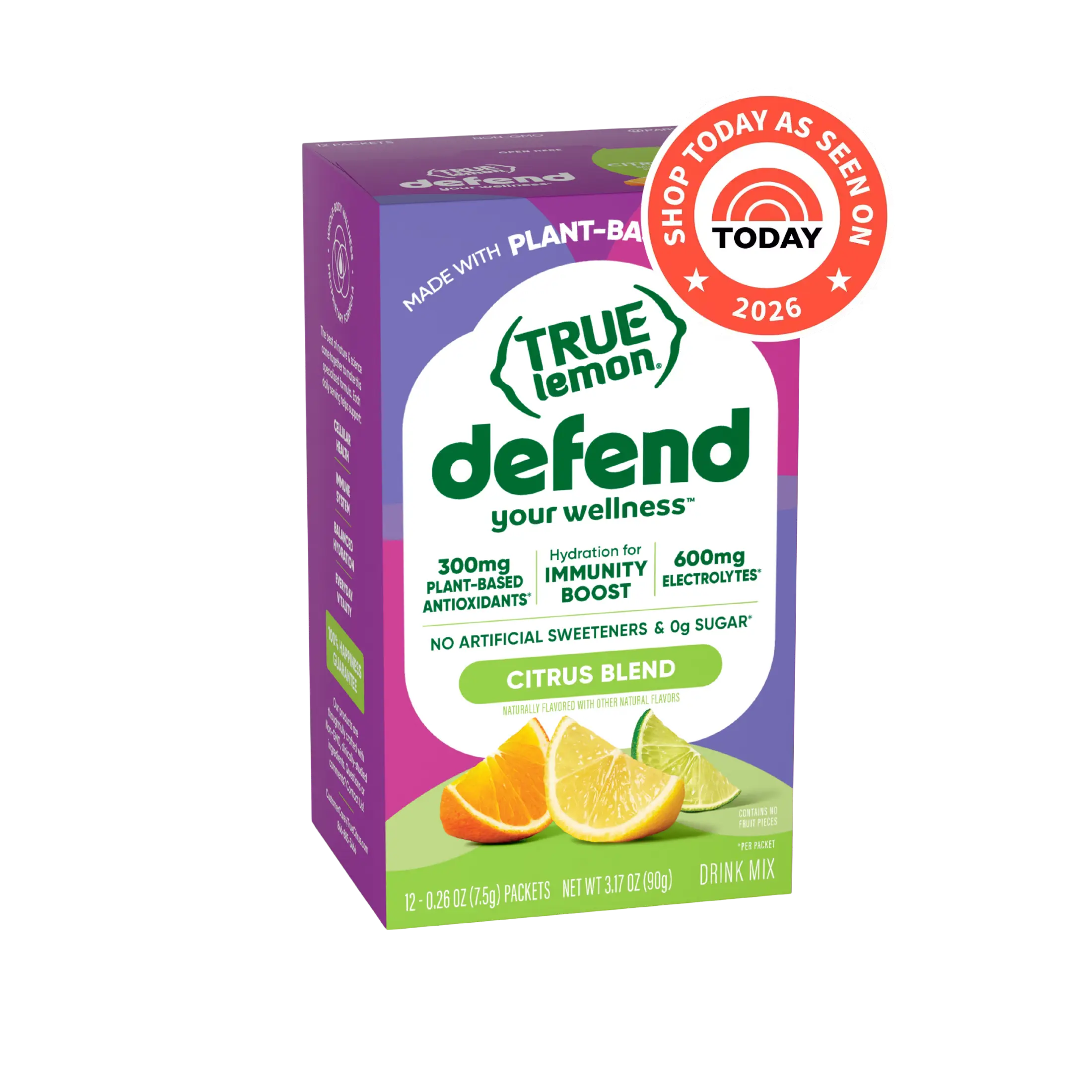 True Lemon Defend Citrus Blend Drink Mix | Antioxidants + Electrolytes | 0g Sugar, No Artificial Sweeteners