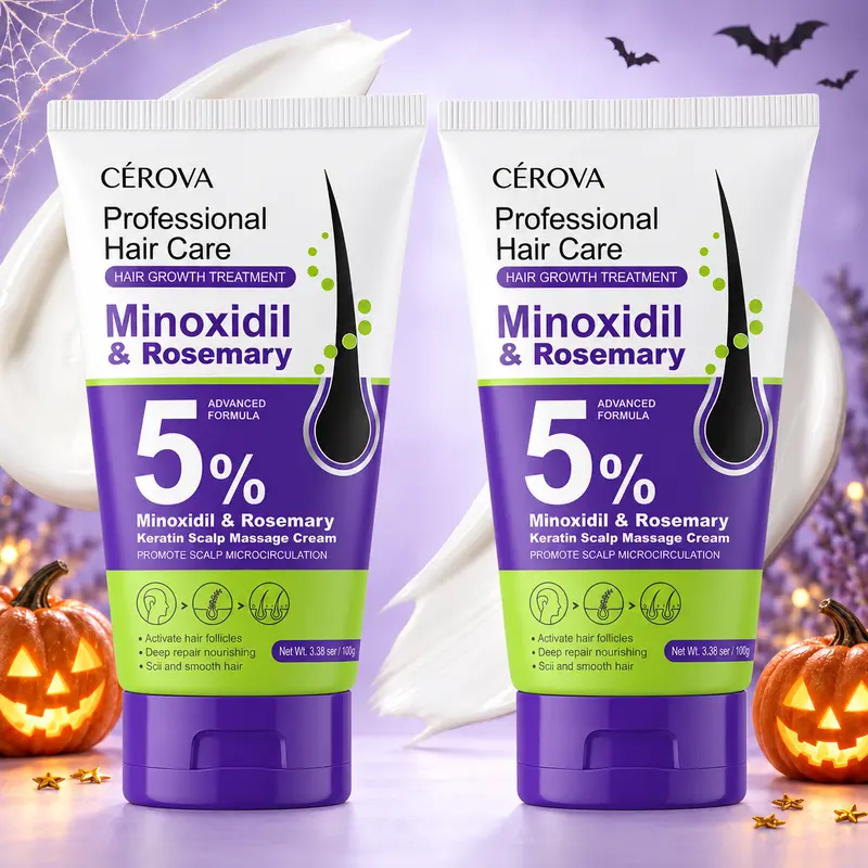 [Limited Halloween Offer-BUY 1 GET 1] CEROVA 5% Minoxidil &Rosemary  Hair Growth Massage Cream for Men & Women Anti Hair Loss Treatment with Keto & Ginger Root Extract Gel