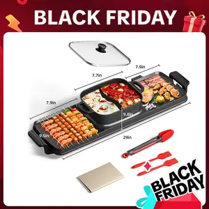 2 in 1 BBQ  Indoor Grill and hot pot,Nonstick Surface, Asador de Carne Portable Barbecue