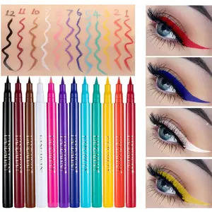 12 Colors Matte Liquid Eyeliner Set, Colorful Neon Eyeliner Pencil Rainbow Waterproof Long Lasting Matte Colorful Eyeliner Milti-Functional Eyeliner Eyeshadow Pen Valentine's Day Gifts for Women