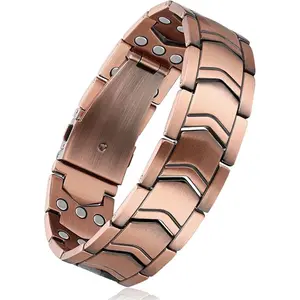 Copper Bracelet for Men, 3X Strength Pure Copper Magnetic Bracelet, Built-in 3800 Gauss Powerful Magnets, Premium Fold-Over Clasp Design, Adjustable Wearable Copper Jewelry, Durable Daily Wrist Accessories, Ideal Electronic Gadgets & Luxury Gift for Men