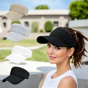 Women's 4Pcs UV Protection Open Top Visor Hats, Ponytail-Friendly Breathable Adult Female Sports & Outdoor Hats for Golf, Beach, Adults