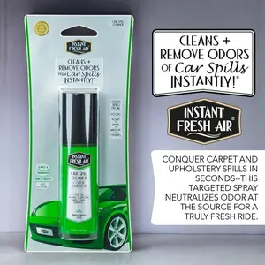 Instant Fresh Air Advanced Car Spill Cleaner & Odor Eliminator Vanilla Emerald 4 oz Natural Enzymes NoxBan™ Biodegradable Eco-Friendly Spray for Car Interiors Upholstery & Carpets