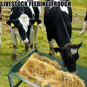 Livestock Feeding Trough, Heavy-Duty Large Capacity Feeder, Easy to Clean, for Calves, Sheep, Horses, Alpacas and Goats, Green,45" Long Galvanized Steel