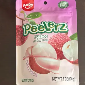 Amos Peelerz Lychee Flavored Gummy Candy - Tangy Sweet Zesty Fruity Punch Snack 6 OZ 170 g