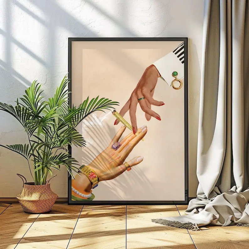 Deep Talks, Surreal Collage Art Unframed Poster, Home Decoration, Gift For Friends