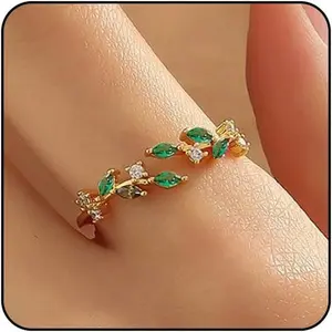 Rings for Women Adjustable Leaf Ring Dainty Stackable Rings for Women  Purple Blue Red Green Ring for Women Trendy