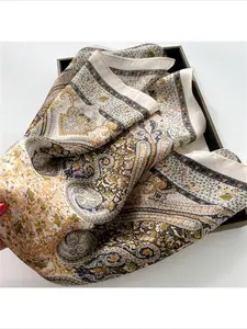 1pc Bohemian Style Paisley Pattern Printed 70*70cm Bandana For Men/Women, Faux Silk Material. Perfect For Casual, Business, Fashion And Music Festival, Paisley Print Scarf, Boho Style Scarf