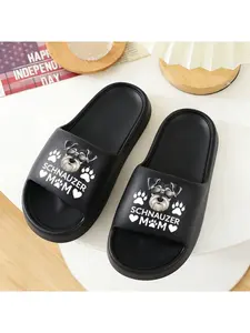 1pc Schnauzer Mom Printed Open-Toe Slippers, Plus-Size Slippers, House Slippers, Couple's Slippers, Beach Slippers, Sports Slippers, and Bathroom Slippers – Suitable for Both Men and Women, Ideal for Couples and Families