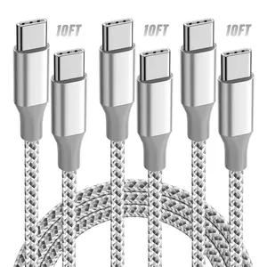 USB C Cable,3 Pack 10FT USB C to USB C Cable 60W Type c Charger Fast Charging Cord,USB C Charger Nylon Braided Compatible iPhone 16 Pro/15 Pro/Plus/Max/iPad/MacBook and More