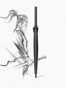 Samurai Style Straight Umbrella 16-Rib Creative Samurai Theme Martial Arts Umbrella with Automatic Opening Available in Two Colors