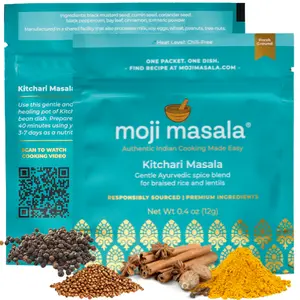 moji masala Kitchari Masala Spice Blend 4 Pack - Authentic Indian Spices for Easy Home-Cooked Ayurvedic Rice & Lentils, Vegan & Gluten-Free Seasoning Flavor