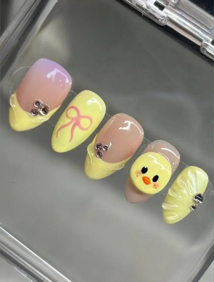 Felix Press On Nails | Stray Kid K-Pop 3D Cute Handmade Idol Inspired Nail Art with Gift Set (Adhesive Tabs, Nail File, Cuticle Stick)