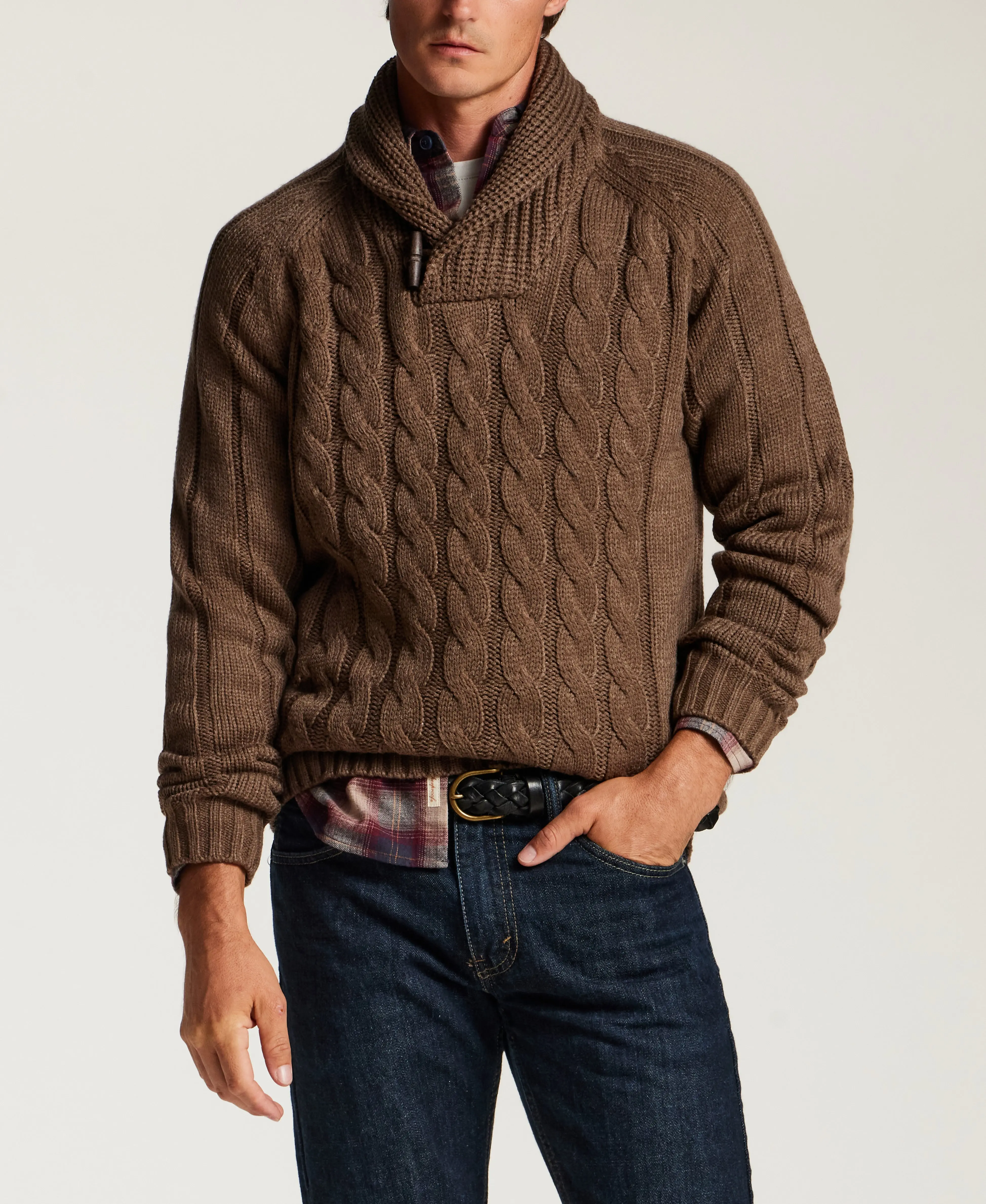 Marled Fisherman Sweater in Flagstone