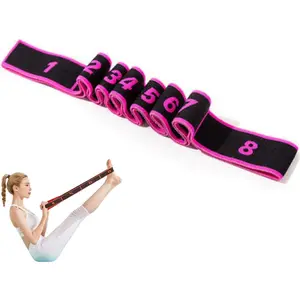 8-Section Number Stretch Resistance Band with Clear Markings, Elastic Training Bands for Yoga Stretching Pilates Fitness
