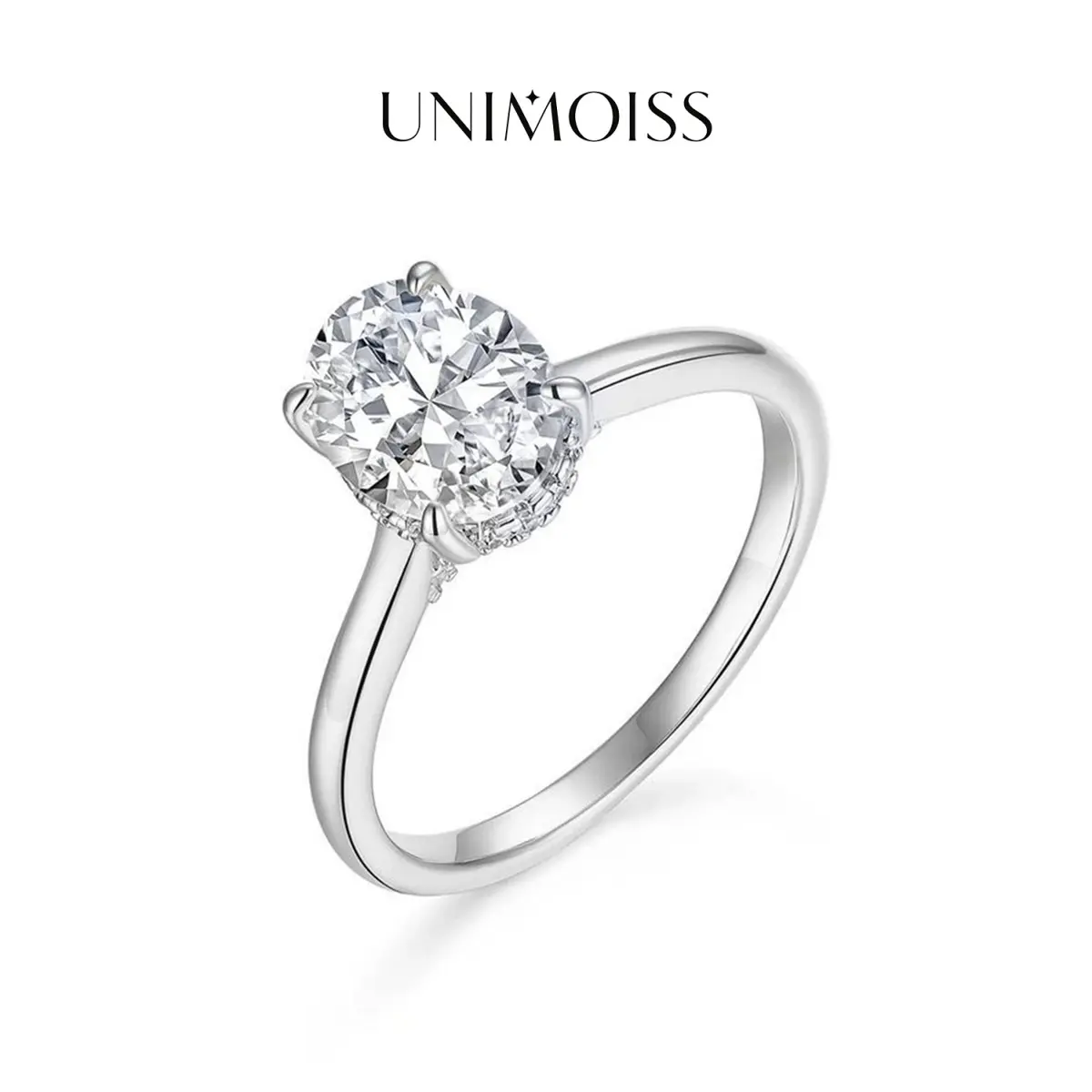 UniMoiss 2CT Princess Cut Cubic Zirconia Hidden Halo Ring for Women D VVS1 Stackable 14K Gold Plated Lab-Created Hypoallergenic Wedding Engagement Anniversary Gift Fine Jewelry Solitaire Ring men's