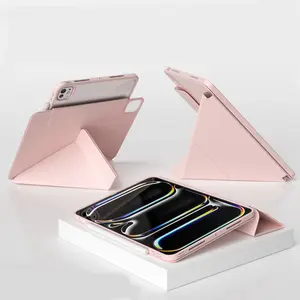 Case for iPad Pro 11 Inch 4th/3rd/2nd/1st Gen- Magnetic Detachable Y-Shaped Tablet Protective Cover, Clear 360 Rotating Backshell & Multi-Angle Stand, Auto Wake/Sleep