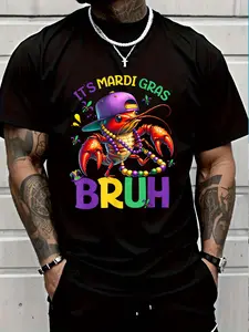 100% Cotton Bruh Mardi Gras Crawfish Boys Kids Mardi Gras T-Shirt Men's Women's vintage Summer vacation tops Graphic Tee