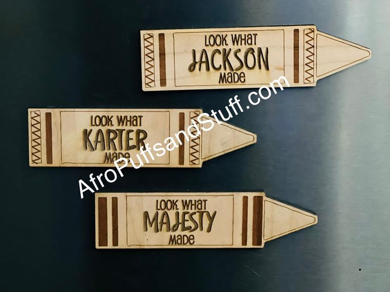 AfroPuffsandStuff.com Personalized Magnetic Crayon Shaped Magnets for Kids' Artwork Colorful Decor Reusable Interactive Learning Tool Perfect Gift for Students