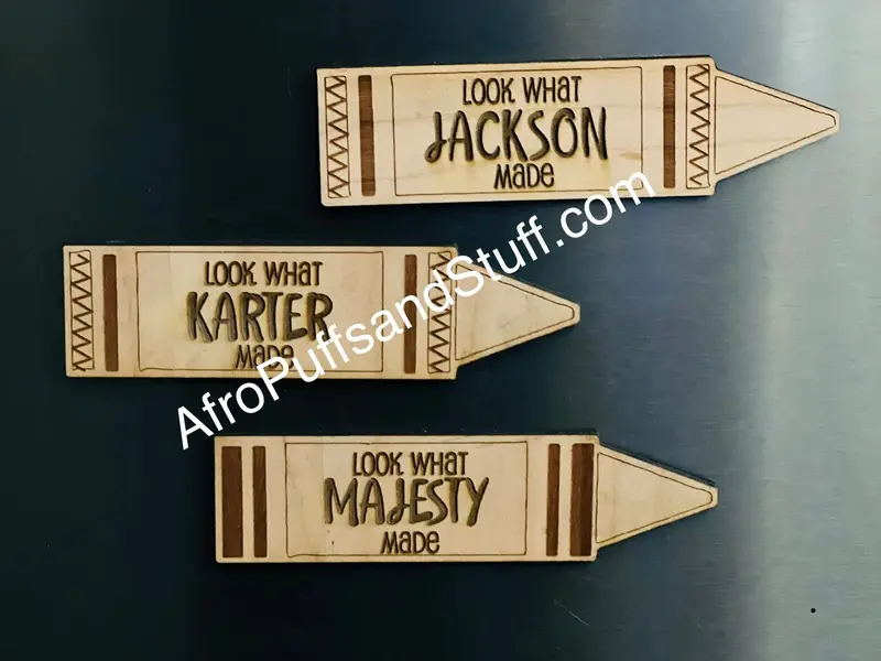 AfroPuffsandStuff.com Personalized Magnetic Crayon Shaped Magnets for Kids' Artwork Colorful Decor Reusable Interactive Learning Tool Perfect Gift for Students
