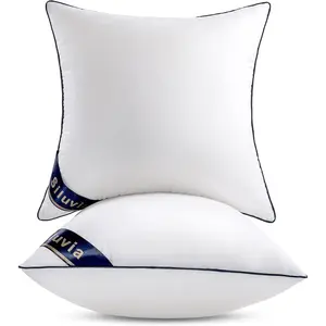 18"x18" Pillow Inserts Set of 2 Decorative Square Throw Pillows with 100% Cotton Cover for Sofa Couch and Bed - White