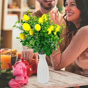 5-Piece Artificial Greenery Bouquet Set, Realistic Eucalyptus Lemon Fruit Decorations, Four Seasons Home Bedroom Table Centerpiece