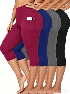 Women’s plus-size high-waisted athletic base layer capris—soft, comfortable, highly stretchy and breathable; tummy control and butt lift; spring/summer women’s athletic compression leggings. summervibes
