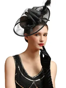 1PC Fascinators Hats for Women Costume Headpiece Kentucky Pillbox Headband Hair Clip for Tea Party,Derby Hat for Horse Rase Day Halloween and Christmas gifts Zigzag Headband Elastic Fashion Headbands