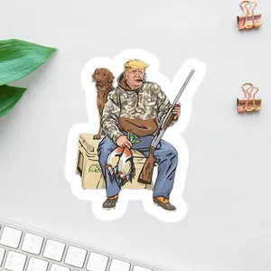 Duck Hunter Sticker, Camo Hunter Sitting with Dog & Ducks Graphic, Outdoorsman Hunting Vinyl Decal for Coolers Trucks Laptops, Gift for Hunters