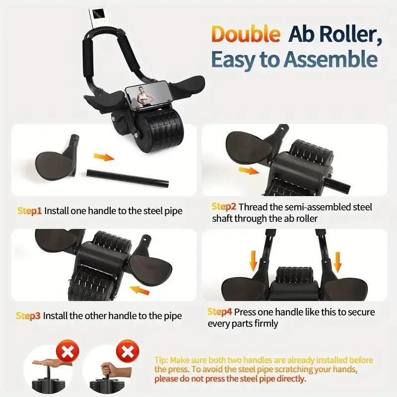 Ab Roller Wheel with Digital Display, Compact Double Wheel Fitness Equipment for Unisex Core Strength and Abdominal Crunch Training, Core Training, Abdominal Crunch Ab Training